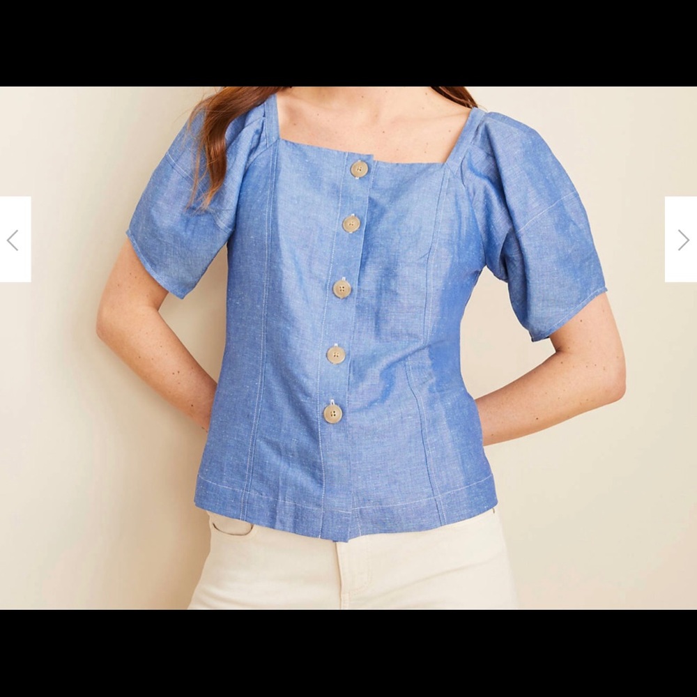 Ann Taylor Chambray Top XL